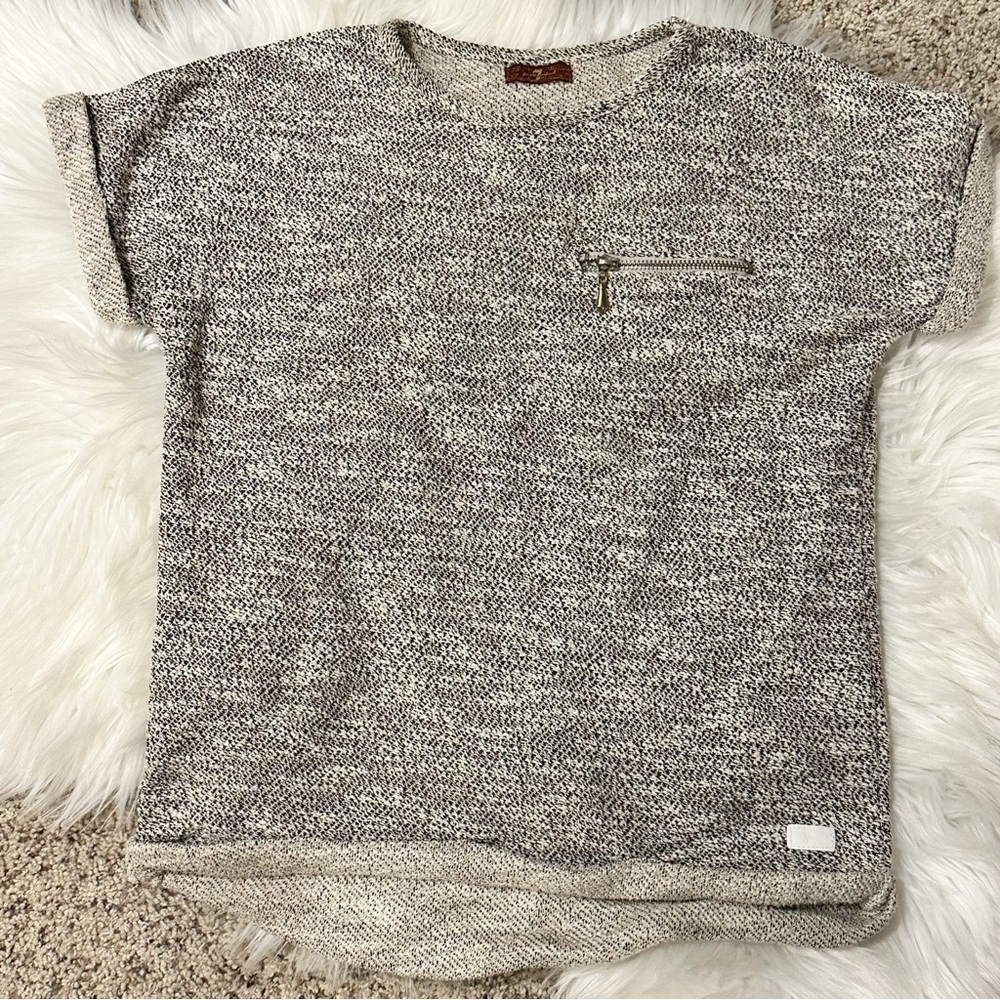 7 For All Mankind Boucle Short Sleeve Top